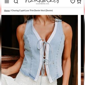 Lace Trim Denim Vest